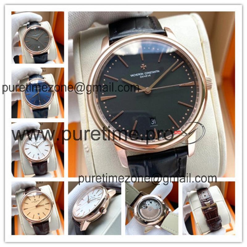 Replica Patrimony Japan Miyota 8215 Automatic Movement Mens Watch Black Dial Leather Strap E127