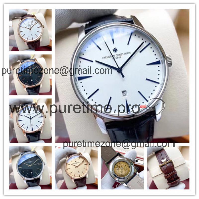 Replica Patrimony A21j Automatic Movement Mens Watch White Dial Leather Strap E139