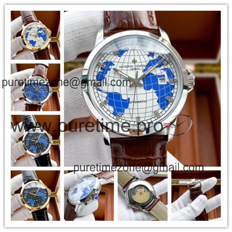 Replica Overseas A21j Automatic Movement Mens Watch Earth Dial Leather Strap B E149