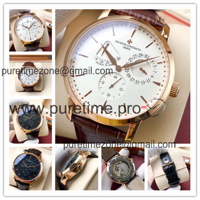 Replica Patrimony A21j Automatic Movement Mens Watch White Dial Leather Strap E150