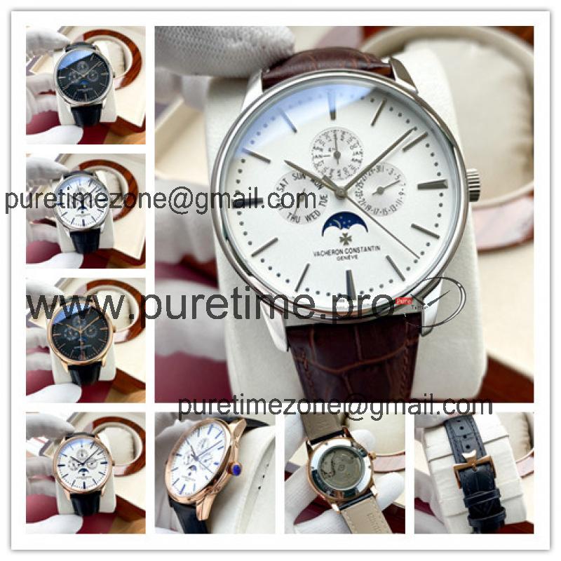 Replica Patrimony A21j Automatic Movement Mens Watch White Dial Leather Strap A E157