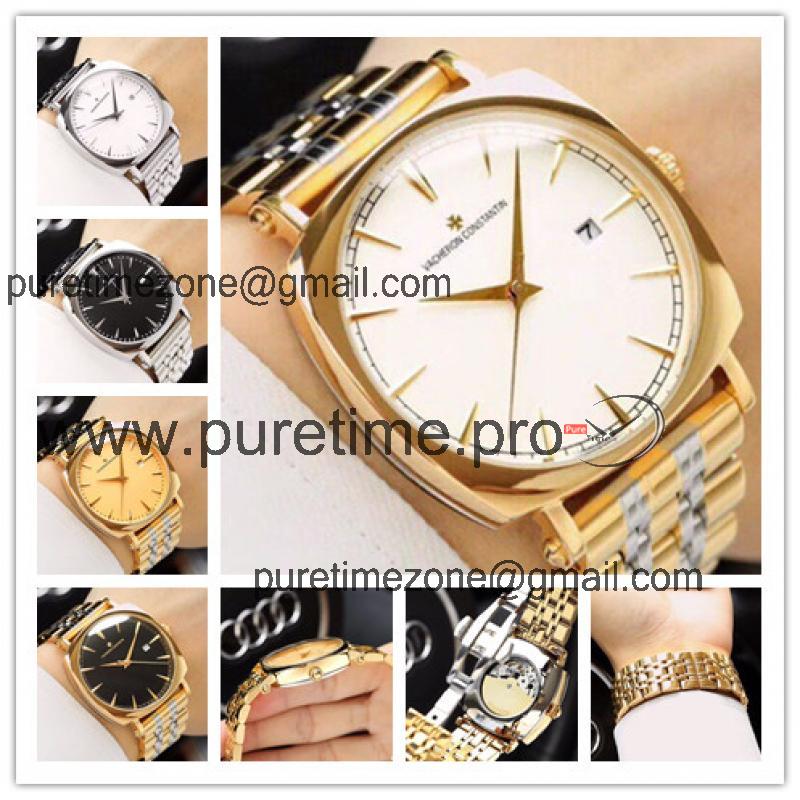 Harmony Japan Miyota 8215 Automatic Movement Mens Watch White Dial Two Tone Yellow Gold B G06