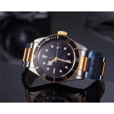 Replica Black Bye Japan Miyota 8215 Automatic Movement Mens Watch Black Dial Two Tone Yellow Gold E02