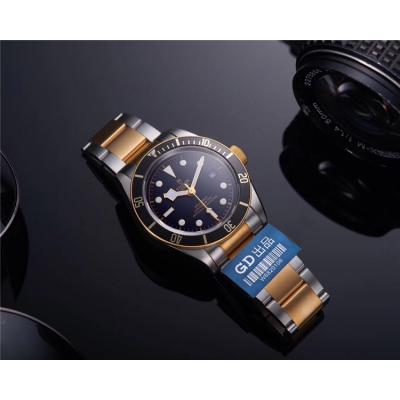 Replica Black Bye Japan Miyota 8215 Automatic Movement Mens Watch Black Dial Two Tone Yellow Gold E02