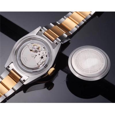 Replica Black Bye Japan Miyota 8215 Automatic Movement Mens Watch Black Dial Two Tone Yellow Gold E02