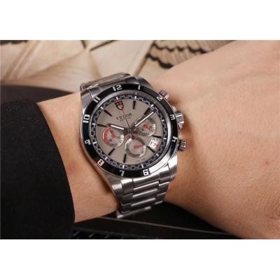 Replica Grantour Japan Quartz Chronograph Movement Mens Watch White Dial Stainless Steel E17