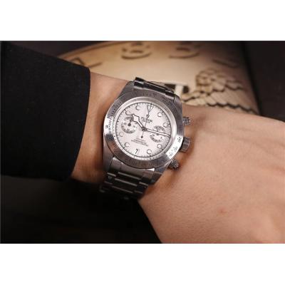 Replica Grantour Japan Quartz Chronograph Movement Mens Watch White Dial Stainless Steel E18