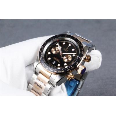 Replica Grantour A2813 Automatic Movement Mens Watch Black Dial Two Tone Yellow Gold B E25