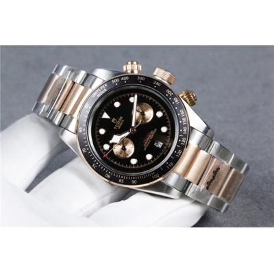 Replica Grantour A2813 Automatic Movement Mens Watch Black Dial Two Tone Yellow Gold B E25