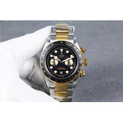 Replica Grantour A2813 Automatic Movement Mens Watch Black Dial Two Tone Yellow Gold B E25