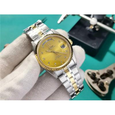 Replica Heritage Advisor Japan Miyota 8285 Automatic Mens Watch Black Dial Two Tone Yellow Gold E35