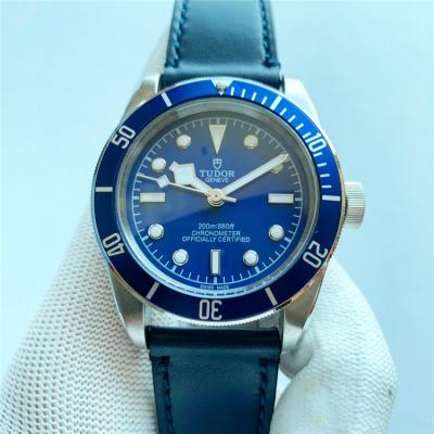 Replica Black Bye A21j Automatic Movement Mens Watch Blue Dial Leather Strap E44