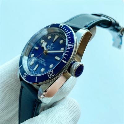 Replica Black Bye A21j Automatic Movement Mens Watch Blue Dial Leather Strap E44