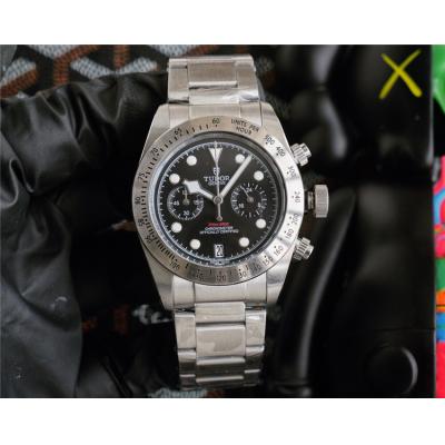 Replica Grantour Japan Quartz Chronograph Movement Mens Watch Black Dial Stainless Steel E49