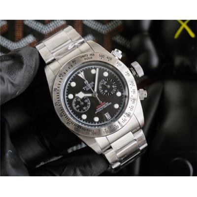 Replica Grantour Japan Quartz Chronograph Movement Mens Watch Black Dial Stainless Steel E49