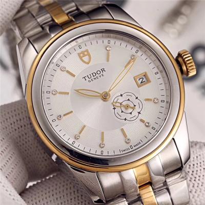 Replica Japan Miyota 8218 Automatic Mens Watch White Dial Two Tone Yellow Gold F02