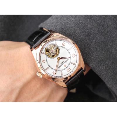 Replica Fiftysix A21j Automatic Movement Mens Watch White Tourbillon Dial Leather Strap E04