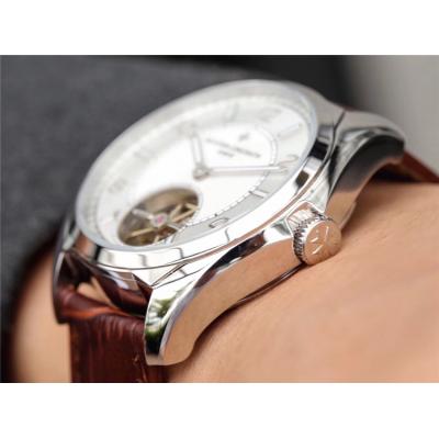 Replica Fiftysix A21j Automatic Movement Mens Watch White Tourbillon Dial Leather Strap E04