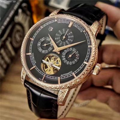 Replica Traditionnele A21j Automatic Movement Mens Watch White Tourbillon Dial Leather Strap B E08