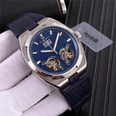 Replica Overseas A21j Automatic Movement Mens Watch White Double Tourbillon Dial Leather Strap E09