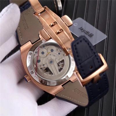 Replica Overseas A21j Automatic Movement Mens Watch White Double Tourbillon Dial Leather Strap E09