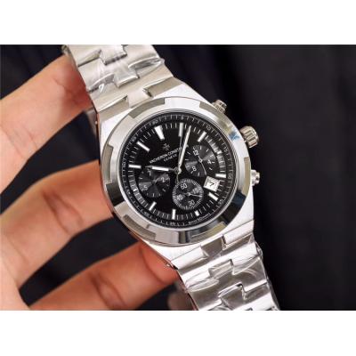 Replica Overseas A2813 Automatic Movement Mens Watch Black Dial Stainless Steel E12