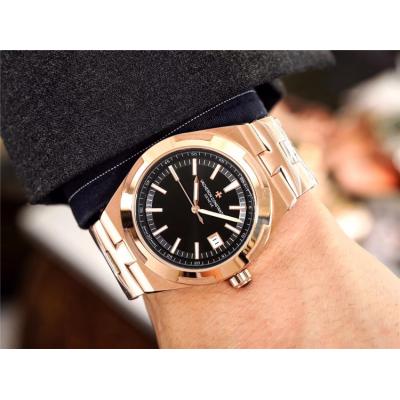 Replica Overseas A2813 Automatic Movement Mens Watch Black Dial Rose Gold A E13