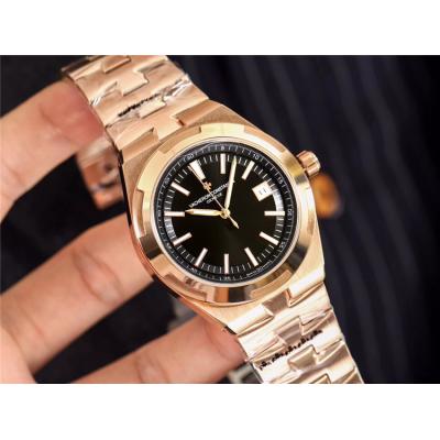 Replica Overseas A2813 Automatic Movement Mens Watch Black Dial Rose Gold A E13