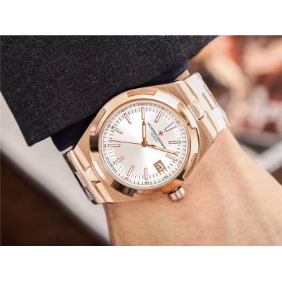 Replica Overseas A2813 Automatic Movement Mens Watch Silver Dial Rose Gold B E13