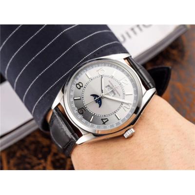 Replica Fiftysix A21j Automatic Movement Mens Watch Silver Dial Leather Strap B E16