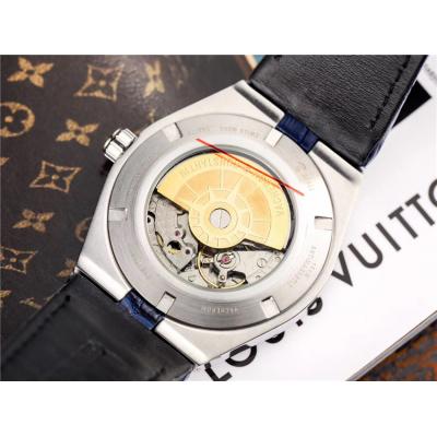 Replica Overseas A2813 Automatic Movement Mens Watch Black Dial Leather Strap E17