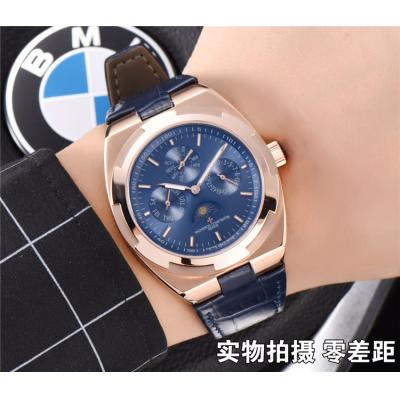 Replica Overseas A21j Automatic Movement Mens Watch Blue Dial Leather Strap E25