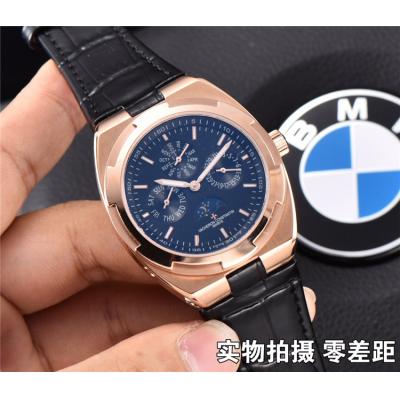 Replica Overseas A21j Automatic Movement Mens Watch Blue Dial Leather Strap E25