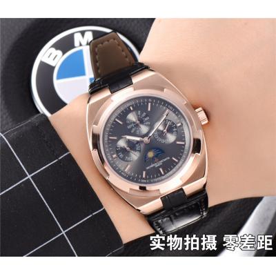 Replica Overseas A21j Automatic Movement Mens Watch Blue Dial Leather Strap E25