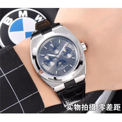 Replica Overseas A21j Automatic Movement Mens Watch Blue Dial Leather Strap E25