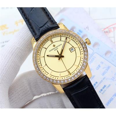 Replica Traditionnelle Japan Miyota 8215 Automatic Mens Watch White Dial Diamonds Case Leather Strap E26