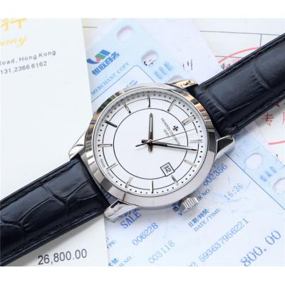 Replica Traditionnelle Japan Miyota 8215 Automatic Mens Watch White Dial Diamonds Case Leather Strap E26