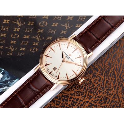 Replica Patrimony Japan Miyota 8215 Automatic Movement Mens Watch White Dial Leather Strap E33