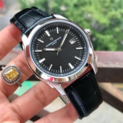 Replica Overseas A21j Automatic Movement Mens Watch Black Dial Leather Strap E37