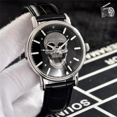 Replica Patrimony A21j Automatic Movement Mens Watch White Skull Dial Leather Strap E39