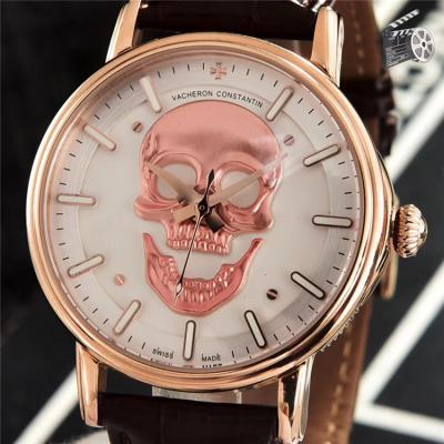 Replica Patrimony A21j Automatic Movement Mens Watch White Skull Dial Leather Strap E39