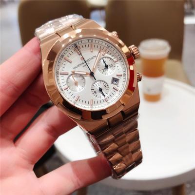 Replica Overseas A21j Automatic Movement Mens Watch White Dial Rose Gold A E41