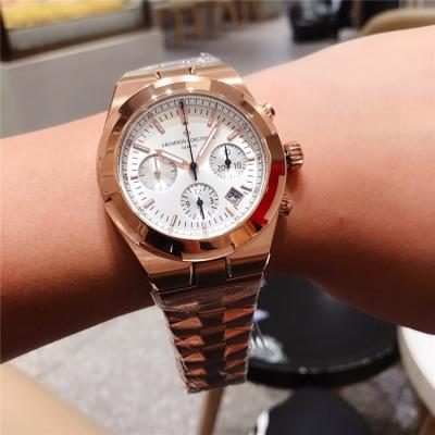 Replica Overseas A21j Automatic Movement Mens Watch White Dial Rose Gold A E41