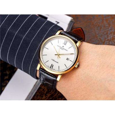 Replica Traditionnelle A21j Automatic Movement Mens Watch Black Dial Leather Strap E43