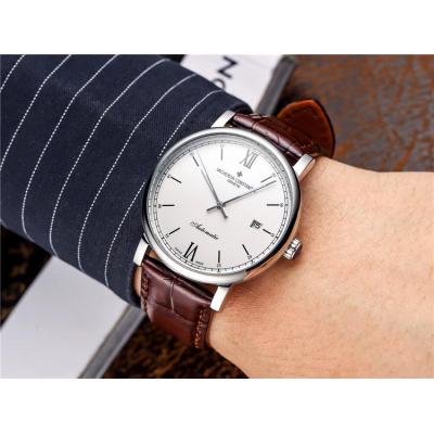 Replica Traditionnelle A21j Automatic Movement Mens Watch Black Dial Leather Strap E43