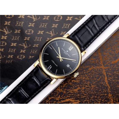 Replica Traditionnelle A21j Automatic Movement Mens Watch Black Dial Leather Strap E43