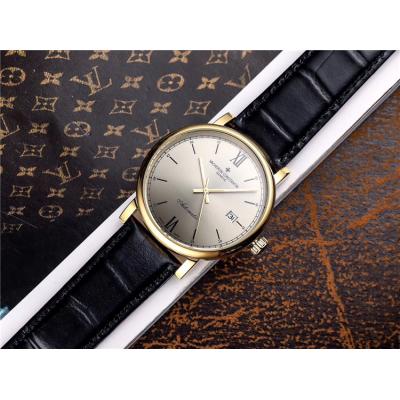 Replica Traditionnelle A21j Automatic Movement Mens Watch Black Dial Leather Strap E43