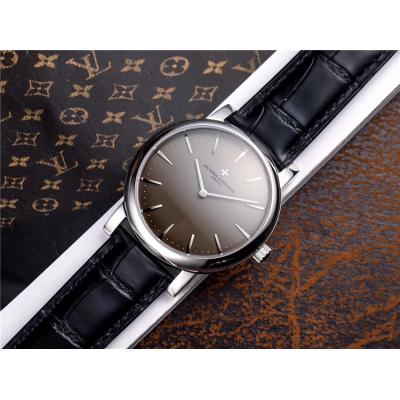 Replica Patrimony Japan Miyota 8219 Automatic Movement Mens Watch Silver Dial Leather Strap E44