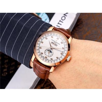 Replica Traditionnelle A21j Automatic Movement Mens Watch White Dial Leather Strap A E45