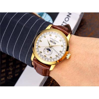 Replica Traditionnelle A21j Automatic Movement Mens Watch White Dial Leather Strap A E45